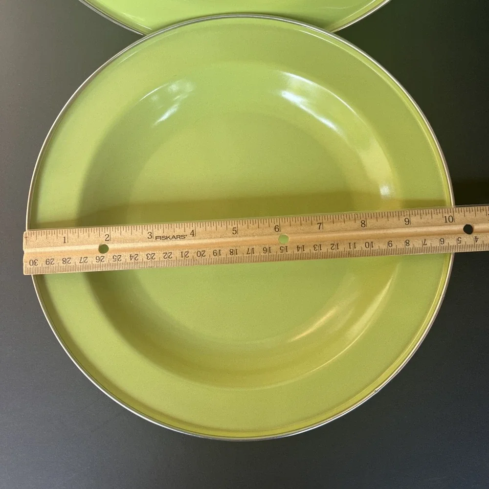 Discontinued Pottery Barn Enamelware Plates Lime Green 10
